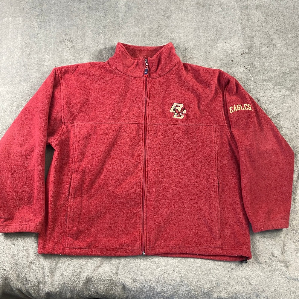 Boston College Eagles Fleece Jacket Mens XL Pro Player Red Full Zip Embroidered